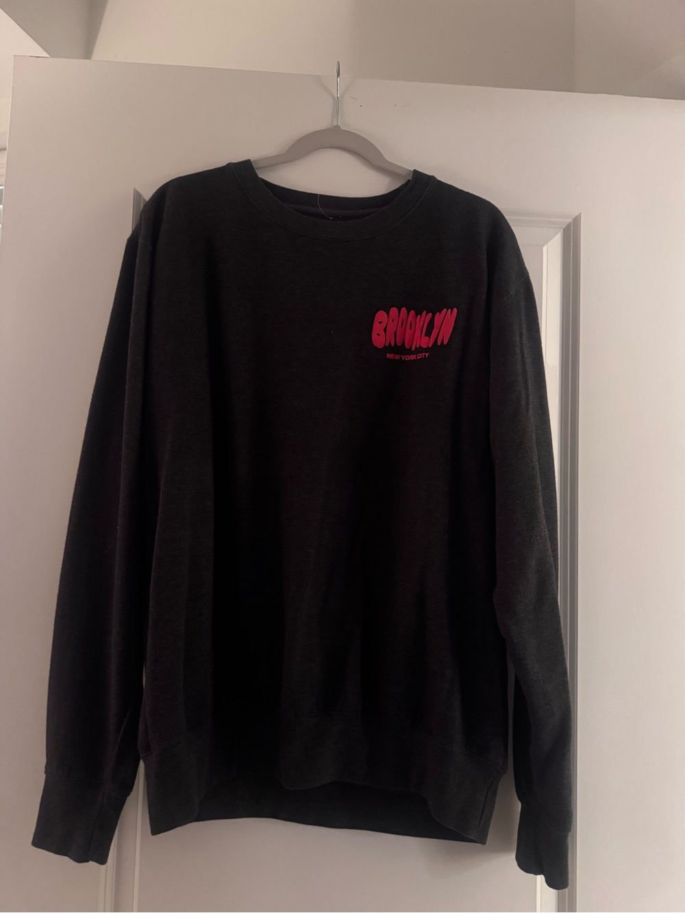 Brooklyn Graphic Crewneck Sweatshirt - Grey/black with Red Logo